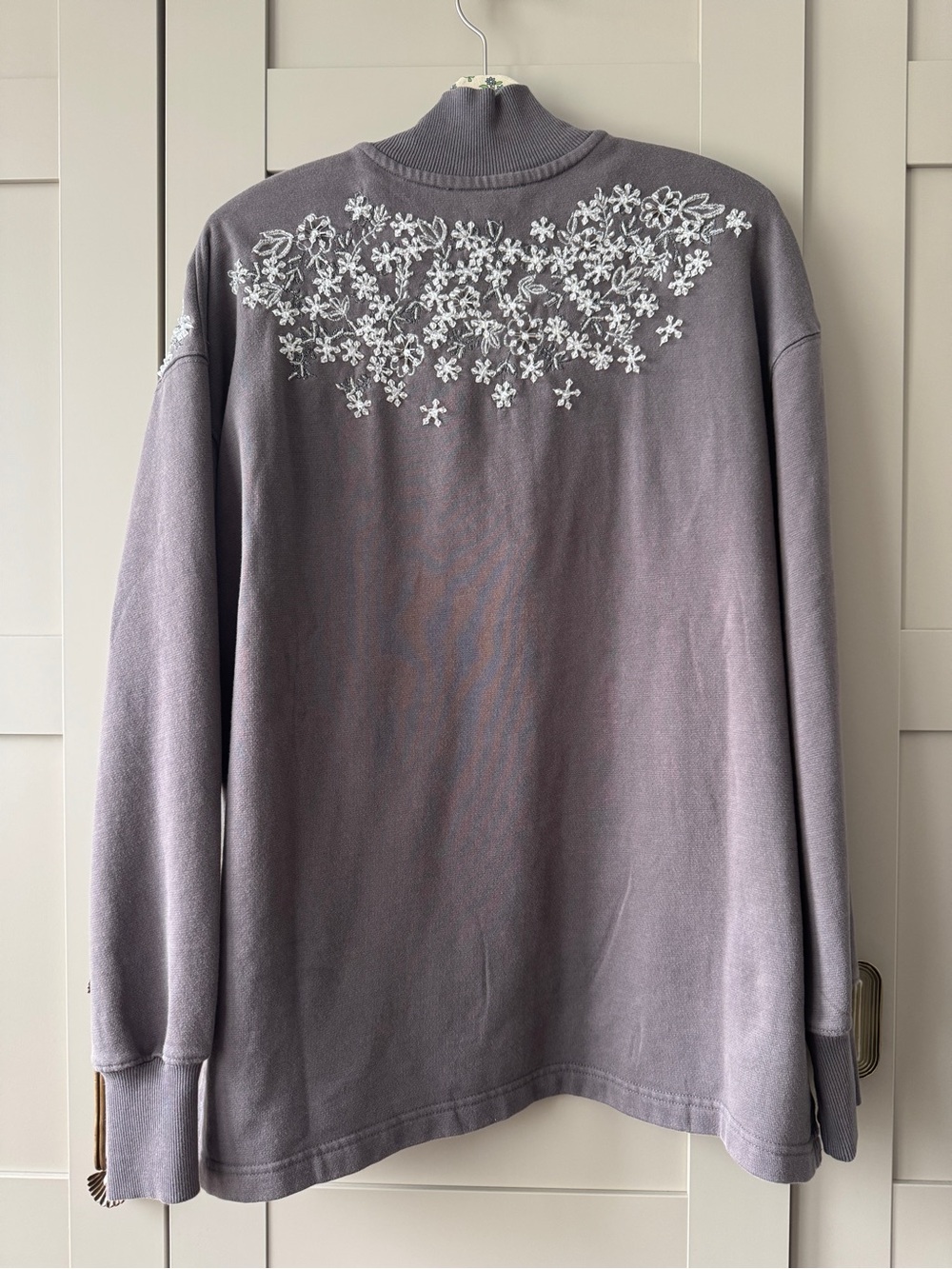 Free People Lavender Half-Zip Pullover with White Floral Embroidery - Picture 5 of 10